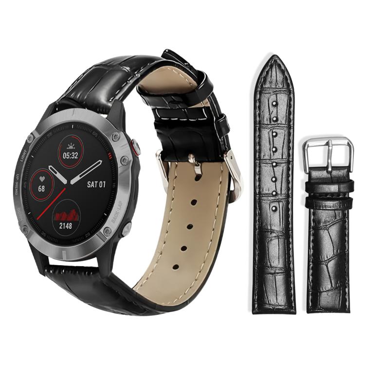 xDfind Bamboo Texture Pin Buckle Leather Watch Band, For Garmin Fenix 8/7/6/5 22mm 20mm