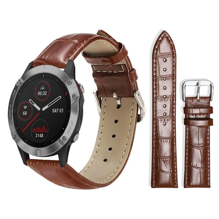 xDfind Bamboo Texture Pin Buckle Leather Watch Band, For Garmin Fenix 8/7/6/5 22mm 20mm