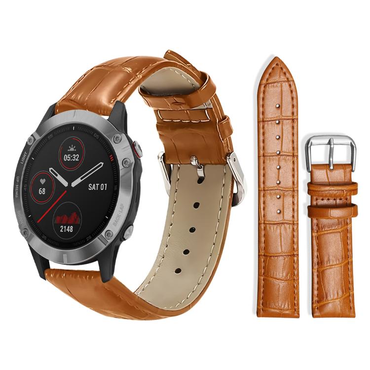 xDfind Bamboo Texture Pin Buckle Leather Watch Band, For Garmin Fenix 8/7/6/5 22mm 20mm