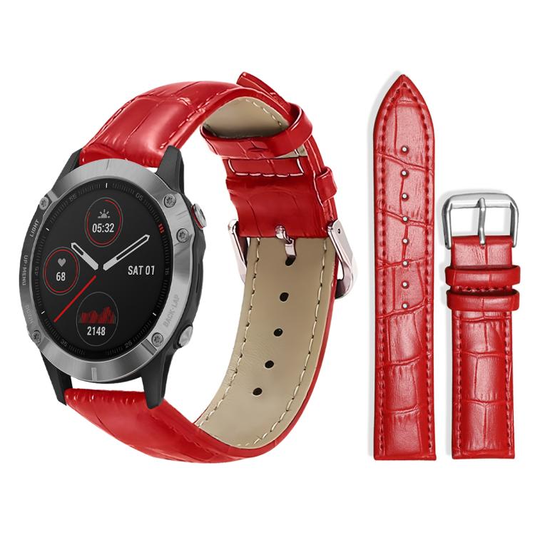 xDfind Bamboo Texture Pin Buckle Leather Watch Band, For Garmin Fenix 8/7/6/5 22mm 20mm