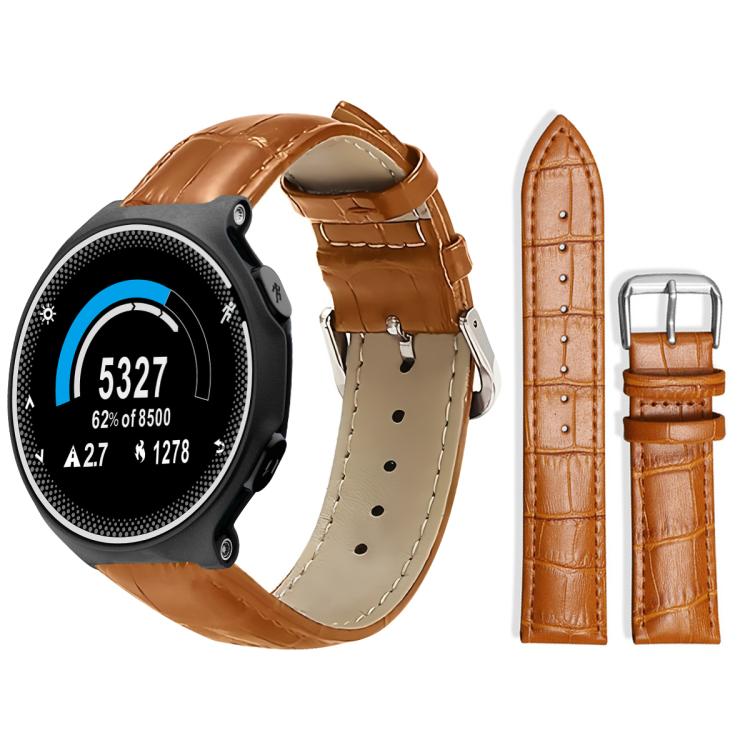 xDfind Bamboo Texture Pin Buckle Leather Watch Band, For Garmin Forerunner 220/735/735XT/230/235 20mm