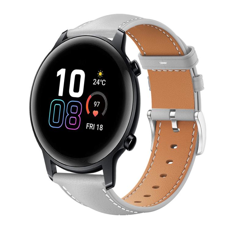 xDfind Flat Head Black Shark Fine Grain Leather Watch Band, 20mm For Honor Watch ES / Magic Watch2 42mm