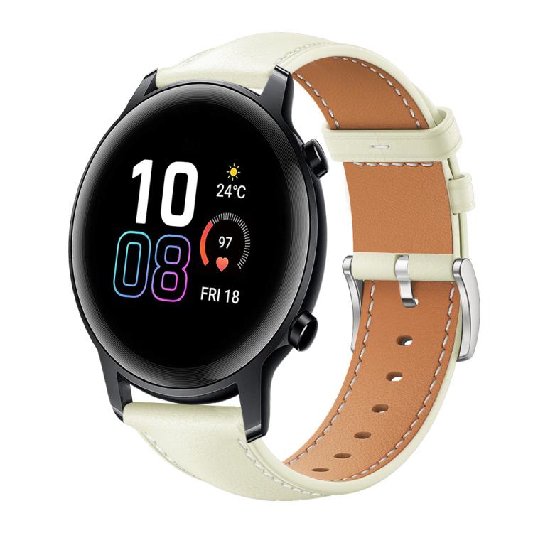 xDfind Flat Head Black Shark Fine Grain Leather Watch Band, 20mm For Honor Watch ES / Magic Watch2 42mm