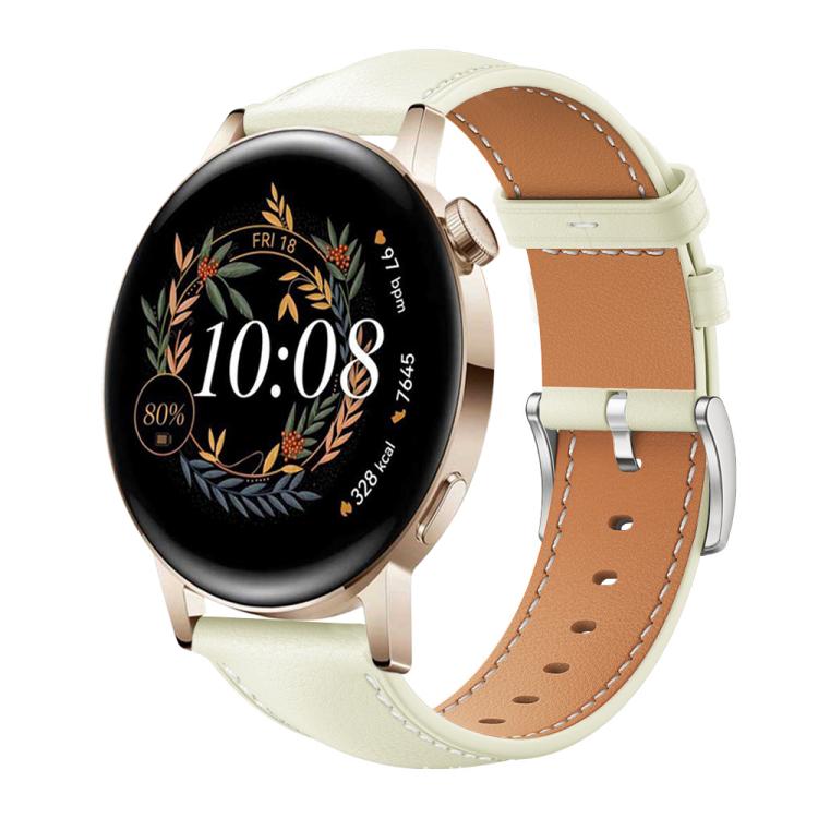 xDfind Flat Head Black Shark Fine Grain Leather Watch Band, 20mm For Huawei Watch GT 4 / GT 3 / GT 2