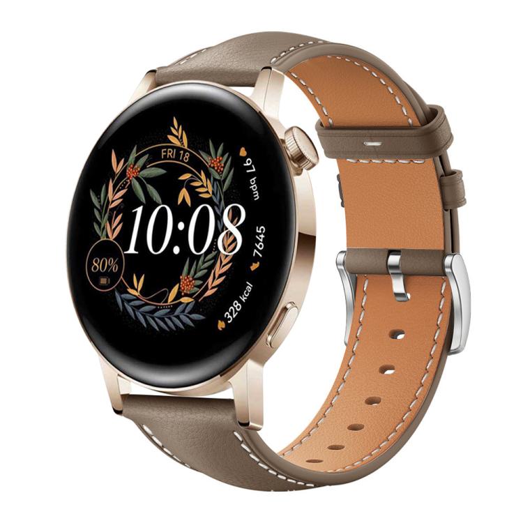 xDfind Flat Head Black Shark Fine Grain Leather Watch Band, 20mm For Huawei Watch GT 4 / GT 3 / GT 2