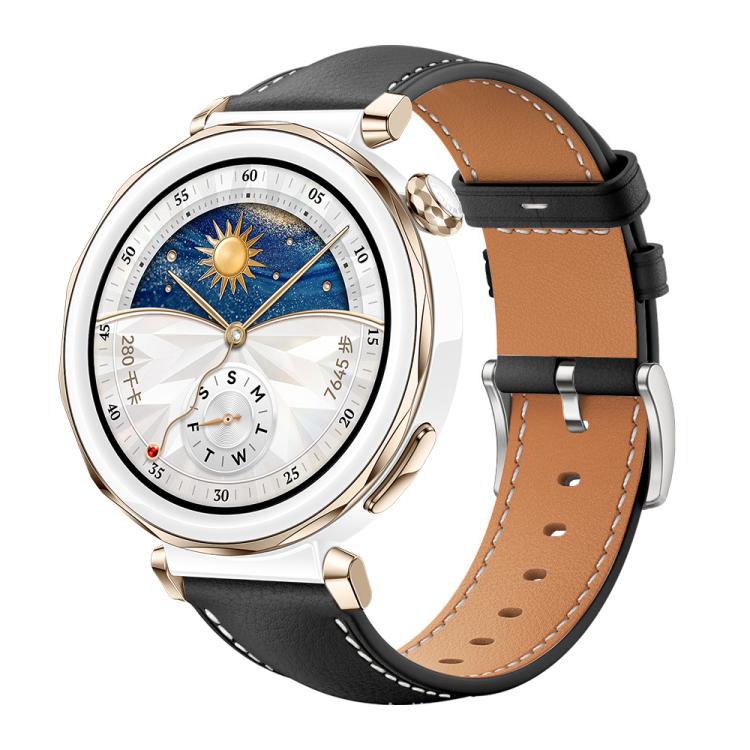 xDfind Flat Head Black Shark Fine Grain Leather Watch Band, 22mm For Huawei Watch GT5/GT5 Pro/4/4 Pro