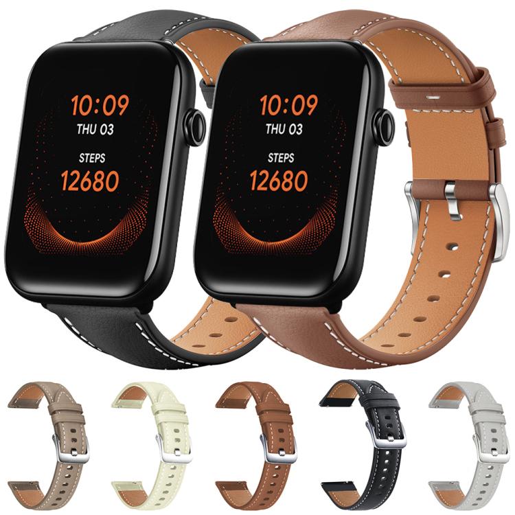 xDfind Flat Head Black Shark Fine Grain Leather Watch Band, 22mm For Ticwatch Pro X / Pro3 / Pro / GTX / E2
