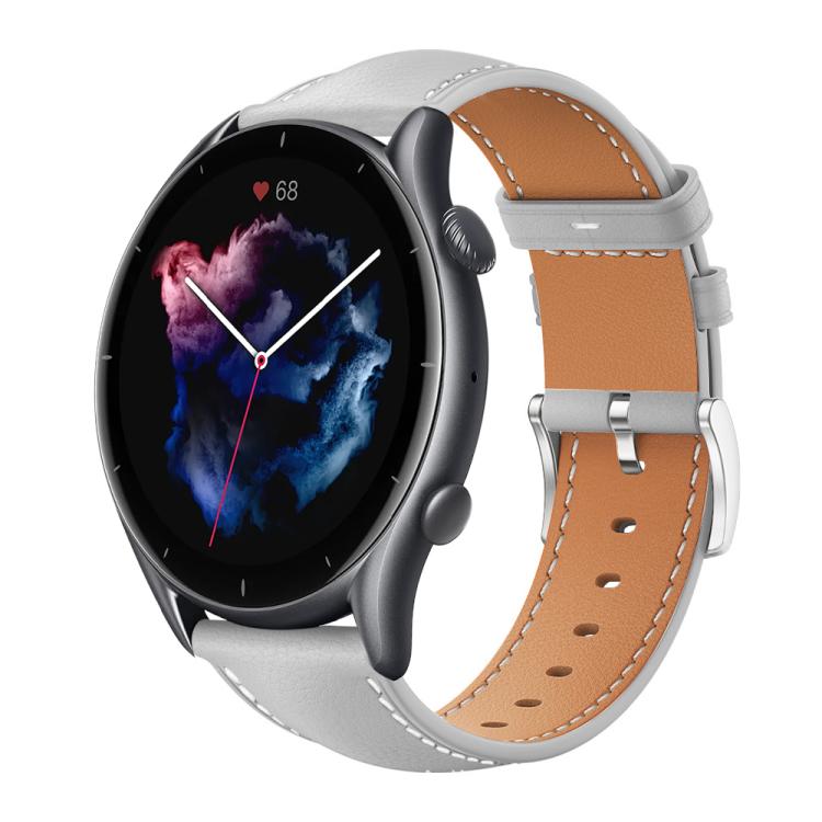 xDfind Flat Head Black Shark Fine Grain Leather Watch Band, 22mm For Amazfit GTR 4/3/3 Pro/Bip6/Bip5