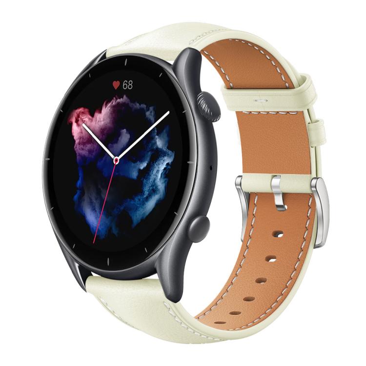 xDfind Flat Head Black Shark Fine Grain Leather Watch Band, 22mm For Amazfit GTR 4/3/3 Pro/Bip6/Bip5