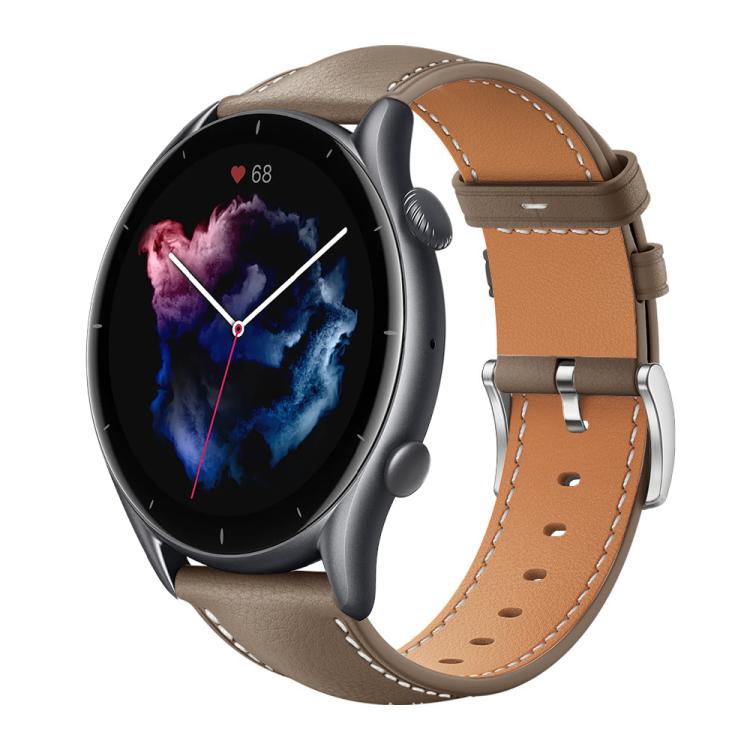xDfind Flat Head Black Shark Fine Grain Leather Watch Band, 22mm For Amazfit GTR 4/3/3 Pro/Bip6/Bip5