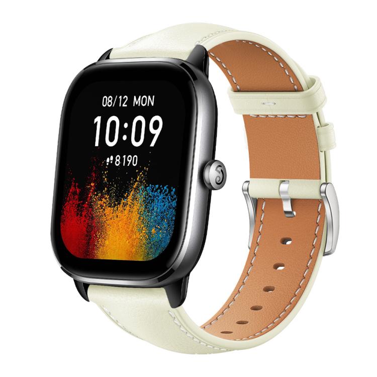 xDfind Flat Head Black Shark Fine Grain Leather Watch Band, 20mm For Amazfit GTS4 mini/GTS3/2/2E