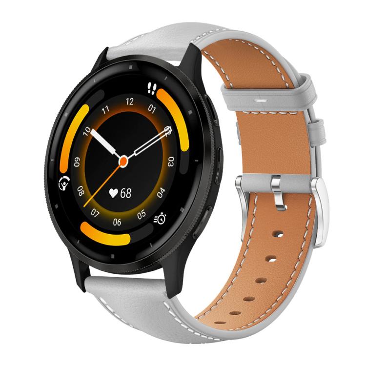 xDfind Flat Head Black Shark Fine Grain Leather Watch Band, 22mm For Garmin Venu 3 / vivoactive4