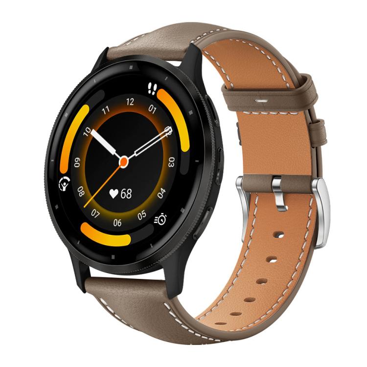 xDfind Flat Head Black Shark Fine Grain Leather Watch Band, 22mm For Garmin Venu 3 / vivoactive4