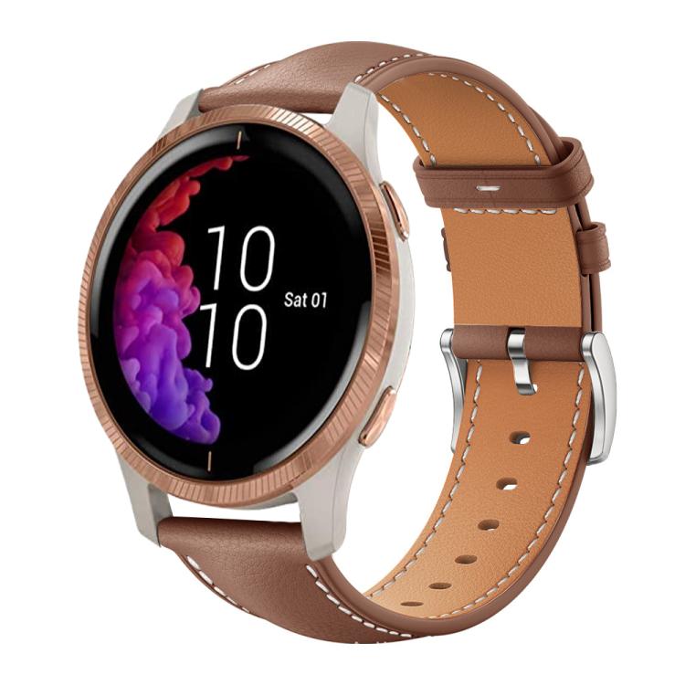 xDfind Flat Head Black Shark Fine Grain Leather Watch Band, 20mm For Garmin venu 2 / venu / Sq2 / Sq