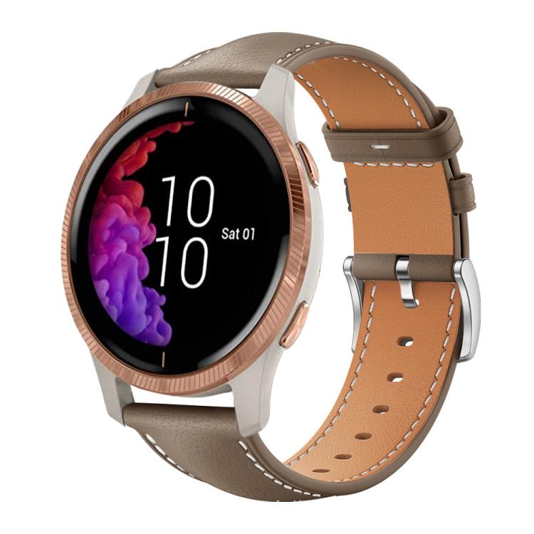 xDfind Flat Head Black Shark Fine Grain Leather Watch Band, 20mm For Garmin venu 2 / venu / Sq2 / Sq