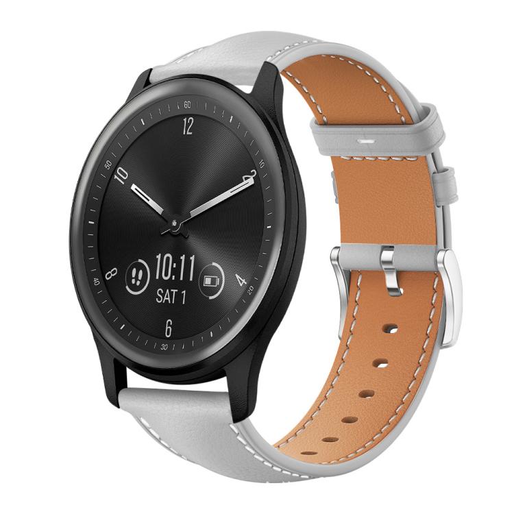 xDfind Flat Head Black Shark Fine Grain Leather Watch Band, 20mm For Garmin GarminMove Sport / vivoactive5/3