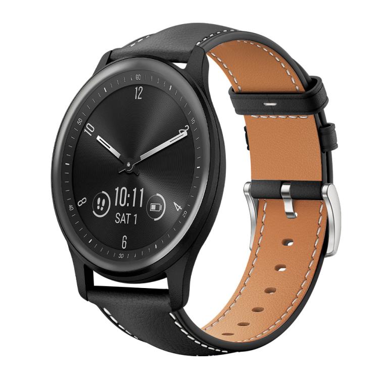 xDfind Flat Head Black Shark Fine Grain Leather Watch Band, 20mm For Garmin GarminMove Sport / vivoactive5/3