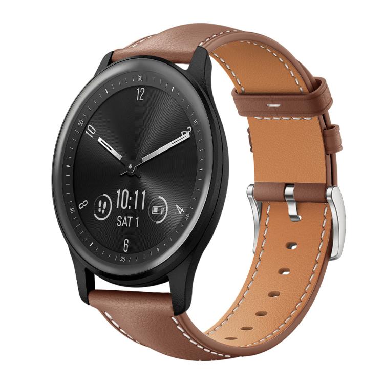 xDfind Flat Head Black Shark Fine Grain Leather Watch Band, 20mm For Garmin GarminMove Sport / vivoactive5/3