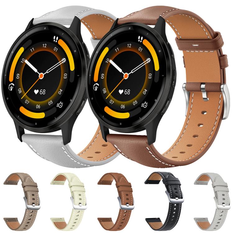 xDfind Flat Head Black Shark Fine Grain Leather Watch Band, 22mm For Garmin Venu 3 / vivoactive4