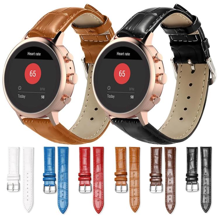 xDfind Bamboo Texture Pin Buckle Leather Watch Band, 24mm For Fossil Q Machine Hybrid Watch