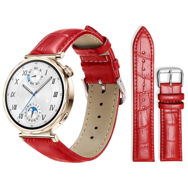 xDfind Bamboo Texture Pin Buckle Leather Watch Band, 18mm For Huawei GT5/GT4 41mm / OPPO Watch X2 Mini