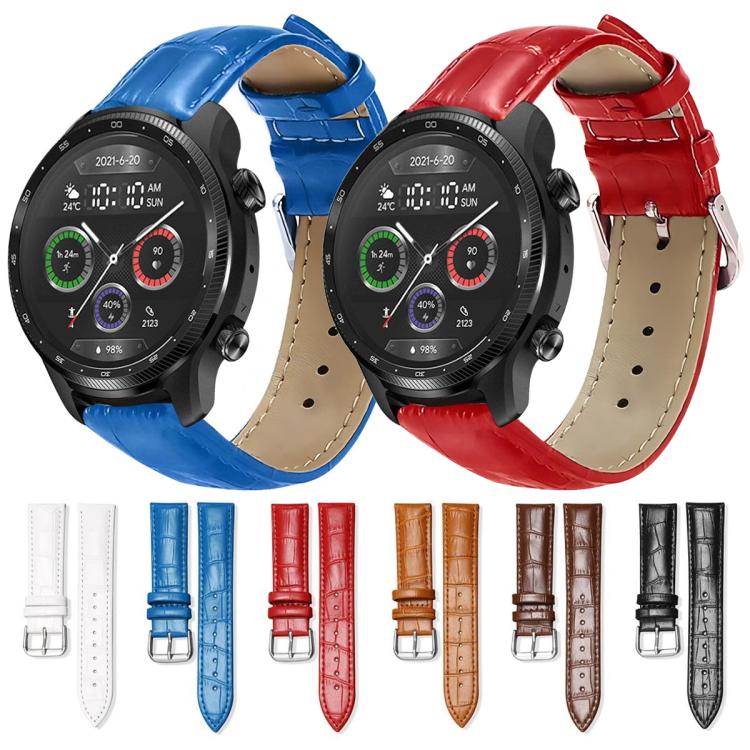xDfind Bamboo Texture Pin Buckle Leather Watch Band, 22mm For Ticwatch Pro X / Pro3 / Pro / GTX / E2