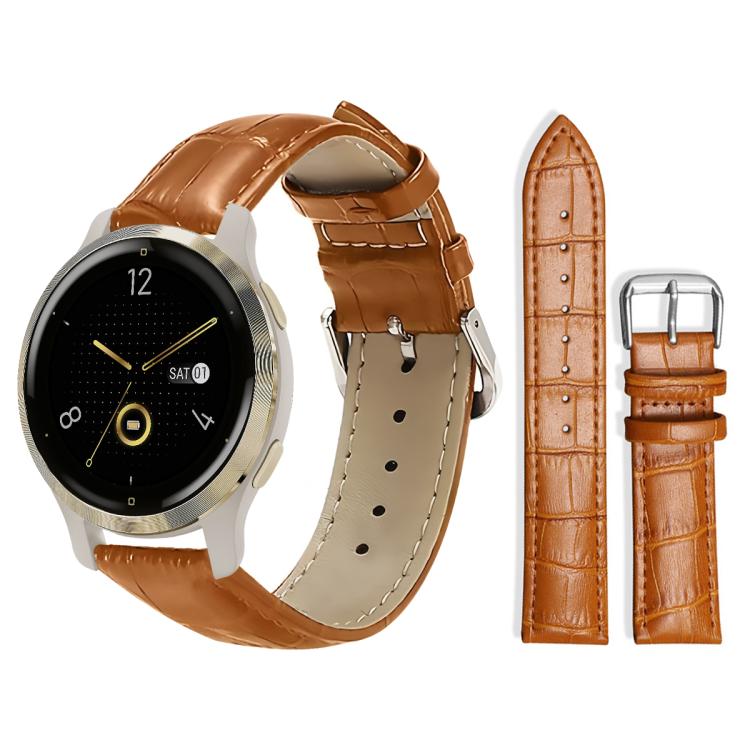 xDfind Bamboo Texture Pin Buckle Leather Watch Band, 18mm For Garmin Venu 2S / vivoactive 4s/3s