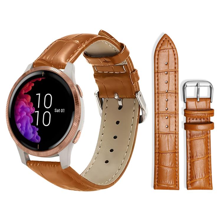 xDfind Bamboo Texture Pin Buckle Leather Watch Band, 20mm For Garmin venu 2 / venu / Sq2 / Sq