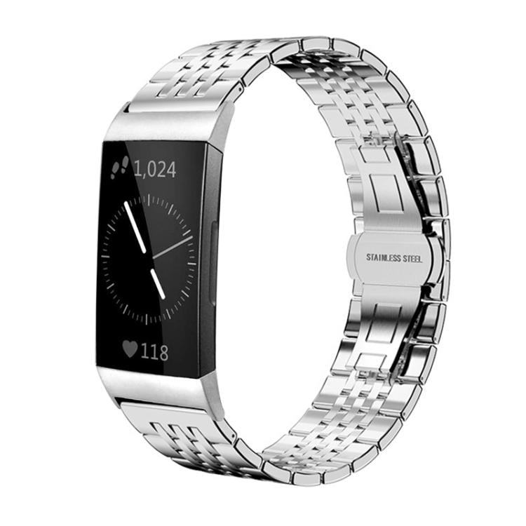 xDfind Seven-bead Solid Stainless Steel Watch Band, For Fitbit Charge 4 / 3 18mm