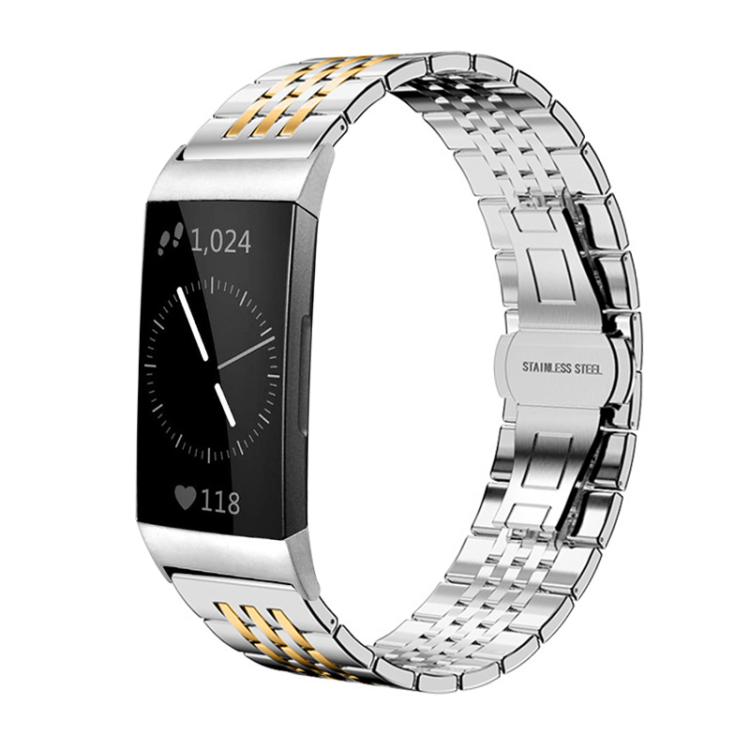 xDfind Seven-bead Solid Stainless Steel Watch Band, For Fitbit Charge 4 / 3 18mm