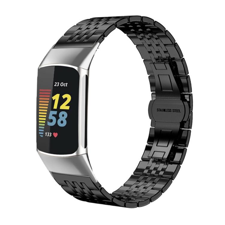 xDfind Seven-bead Solid Stainless Steel Watch Band, For Fitbit Charge 6 / 5 18mm