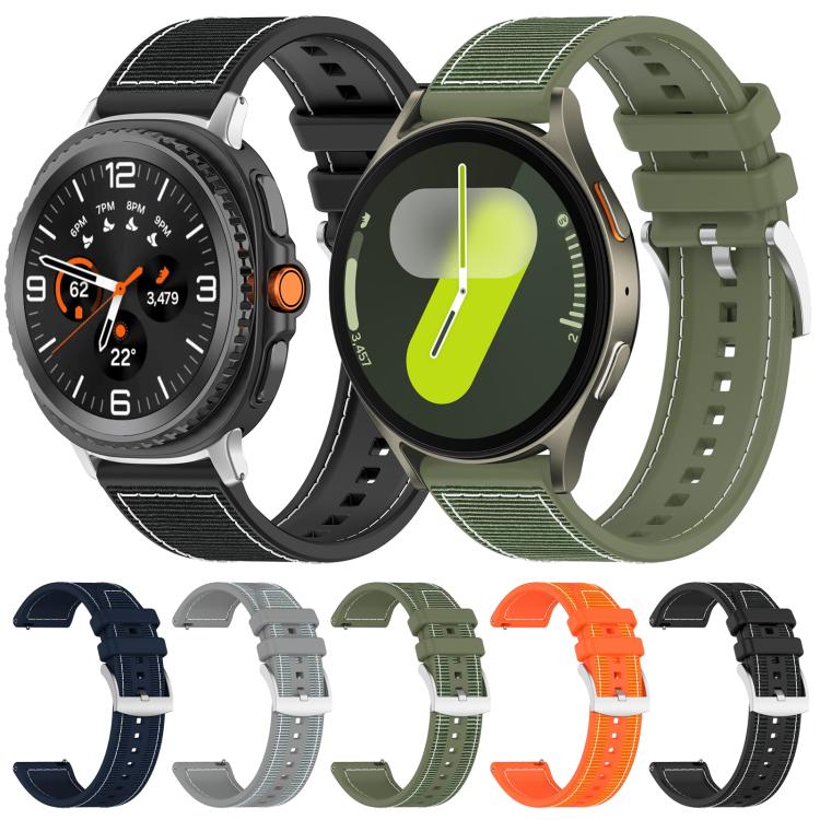 xDfind Hybrid Nylon Braid Silicone Watch Band, For Galaxy Watch 7 / 6 / 5 / FE 20mm