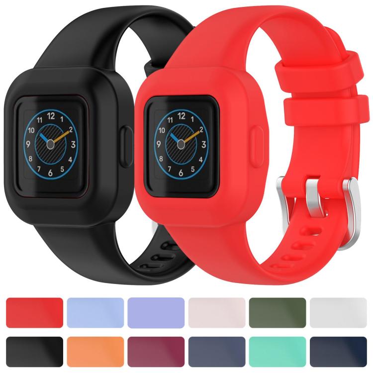 xDfind Silver Steel Buckle Solid Color Silicone Watch Band