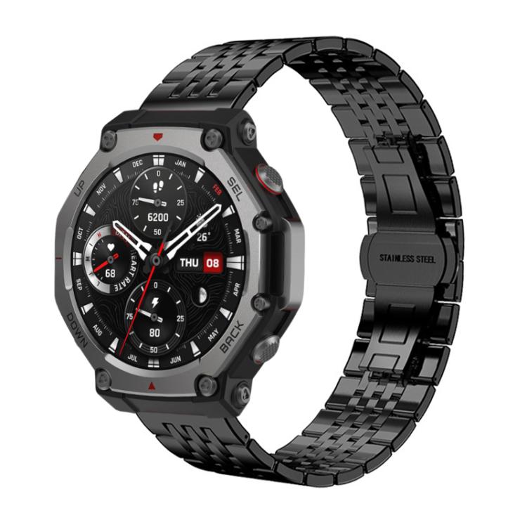 xDfind Seven-bead Solid Stainless Steel Watch Band, For Amazfit T-Rex 3 22mm