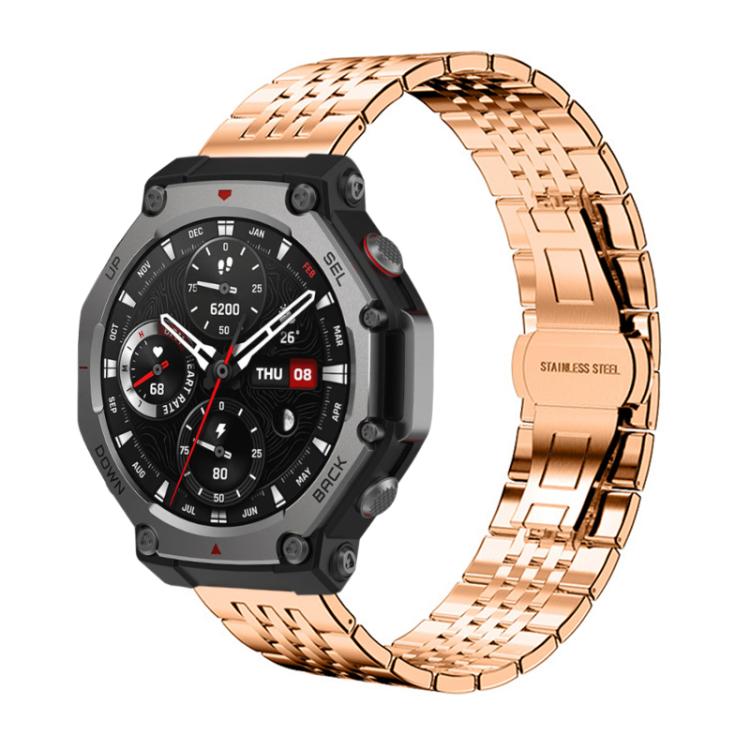 xDfind Seven-bead Solid Stainless Steel Watch Band, For Amazfit T-Rex 3 22mm