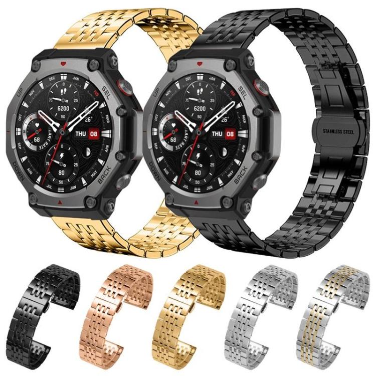 xDfind Seven-bead Solid Stainless Steel Watch Band, For Amazfit T-Rex 3 22mm