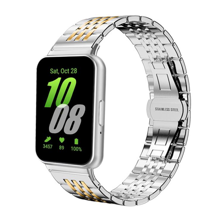 xDfind Seven-bead Solid Stainless Steel Watch Band, For Samsung Galaxy Fit3 SM-R390 18mm
