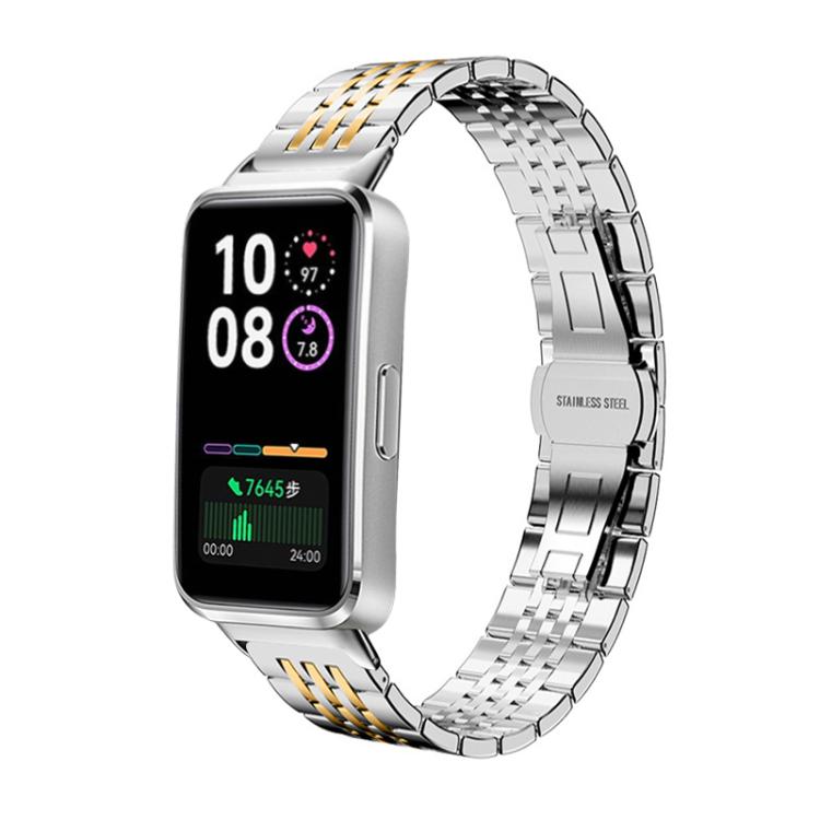 xDfind Seven-bead Solid Stainless Steel Watch Band, For Huawei Band 10 / 9 / 8 14mm