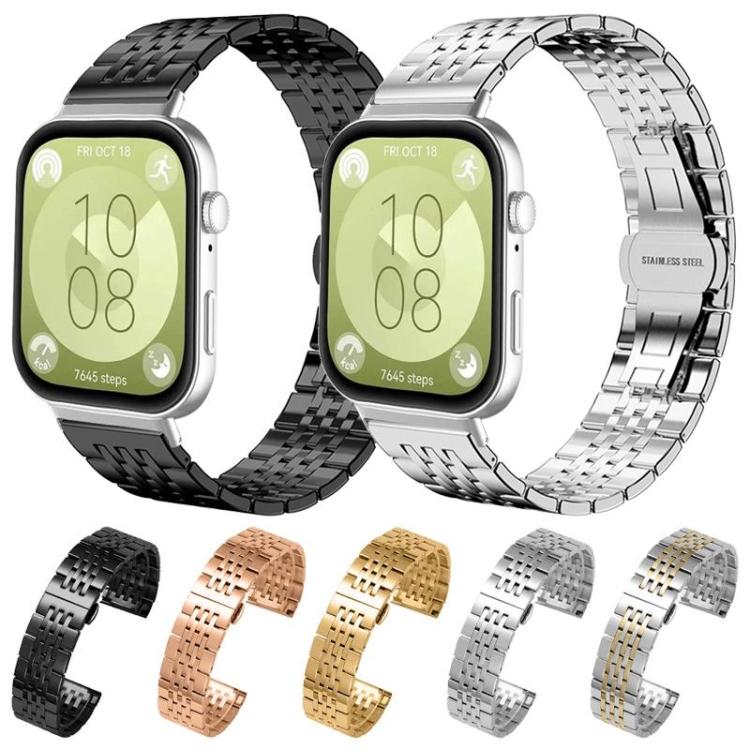 xDfind Seven-bead Solid Stainless Steel Watch Band, For Huawei Band 10 / 9 / 8 14mm