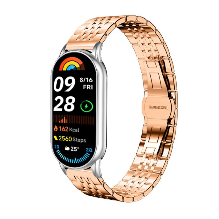 xDfind Seven-bead Solid Stainless Steel Watch Band, For Xiaomi Smart Band 10 / 9 / 8 NFC 14mm