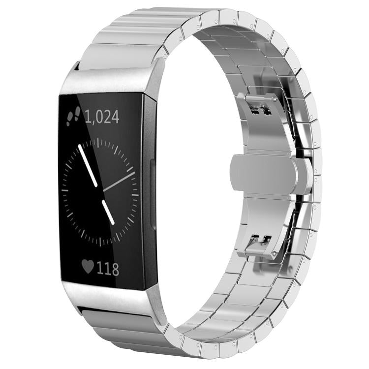 xDfind One-bead Bamboo Solid Stainless Steel Watch Band, For Fitbit Charge 4 / 3 18mm