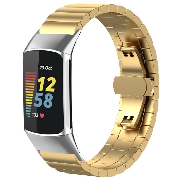 xDfind One-bead Bamboo Solid Stainless Steel Watch Band, For Fitbit Charge 6 / 5 18mm