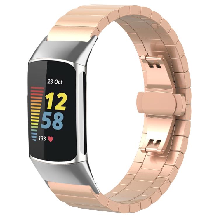 xDfind One-bead Bamboo Solid Stainless Steel Watch Band, For Fitbit Charge 6 / 5 18mm