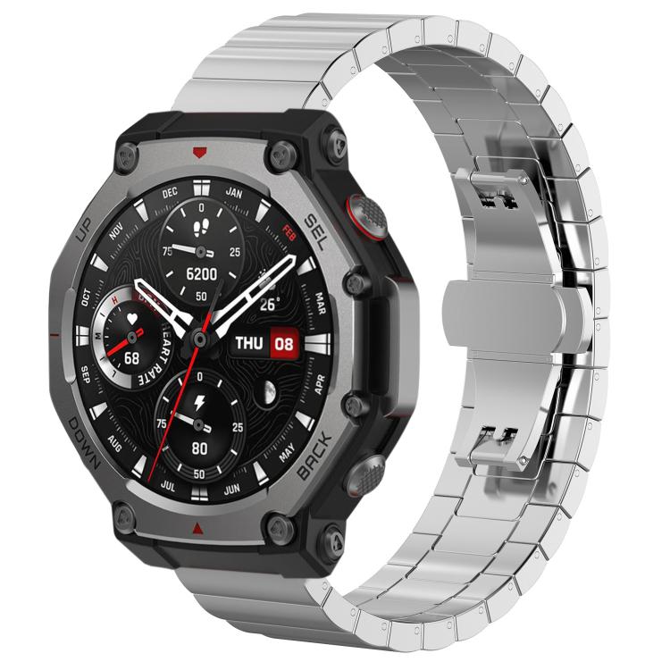 xDfind One-bead Bamboo Solid Stainless Steel Watch Band, For Amazfit T-Rex 3 22mm