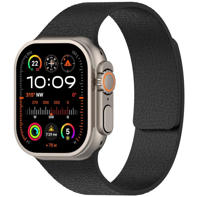 xDfind Flat Head Litchi Texture Magnetic Silicone Watch Band, For Apple Watch 42 / 44 / 45 / 46 / 49mm