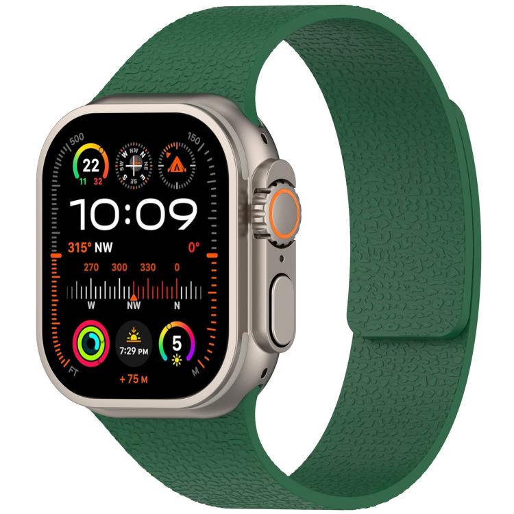 xDfind Flat Head Litchi Texture Magnetic Silicone Watch Band, For Apple Watch 42 / 44 / 45 / 46 / 49mm