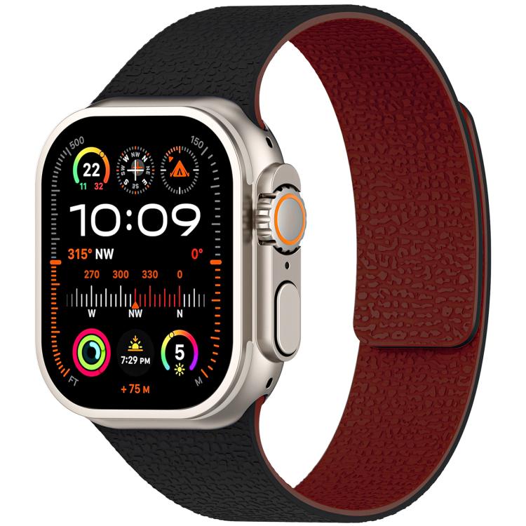 xDfind Flat Head Litchi Texture Magnetic Silicone Watch Band, For Apple Watch 38 / 40 / 41 / S10 42mm