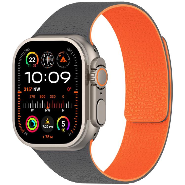 xDfind Flat Head Litchi Texture Magnetic Silicone Watch Band, For Apple Watch 38 / 40 / 41 / S10 42mm