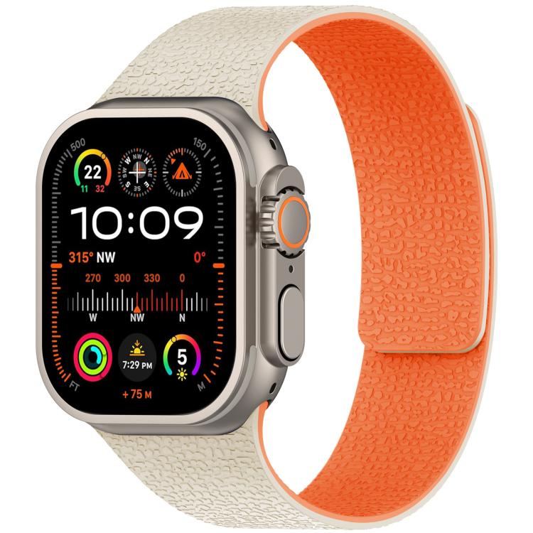 xDfind Flat Head Litchi Texture Magnetic Silicone Watch Band, For Apple Watch 38 / 40 / 41 / S10 42mm
