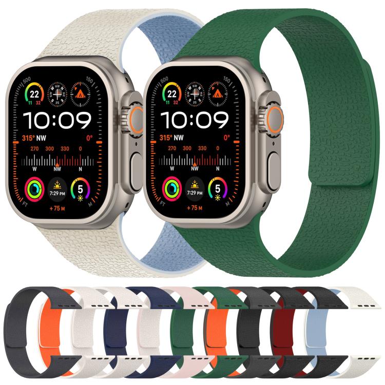 xDfind Flat Head Litchi Texture Magnetic Silicone Watch Band, For Apple Watch 42 / 44 / 45 / 46 / 49mm